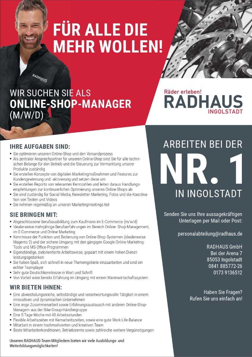 Online-Shop-Manager RADHAUS Ingolstadt