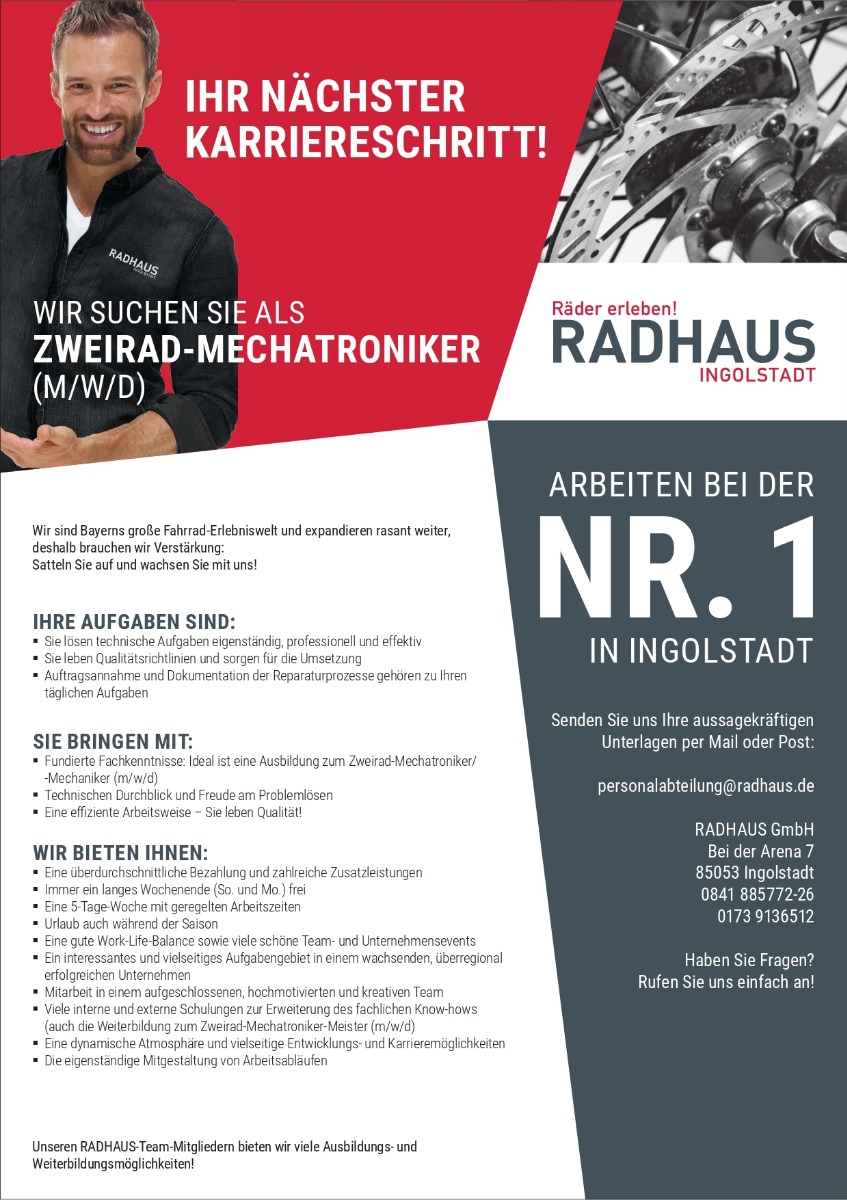 Zweirad-Mechatroniker RADHAUS Ingolstadt